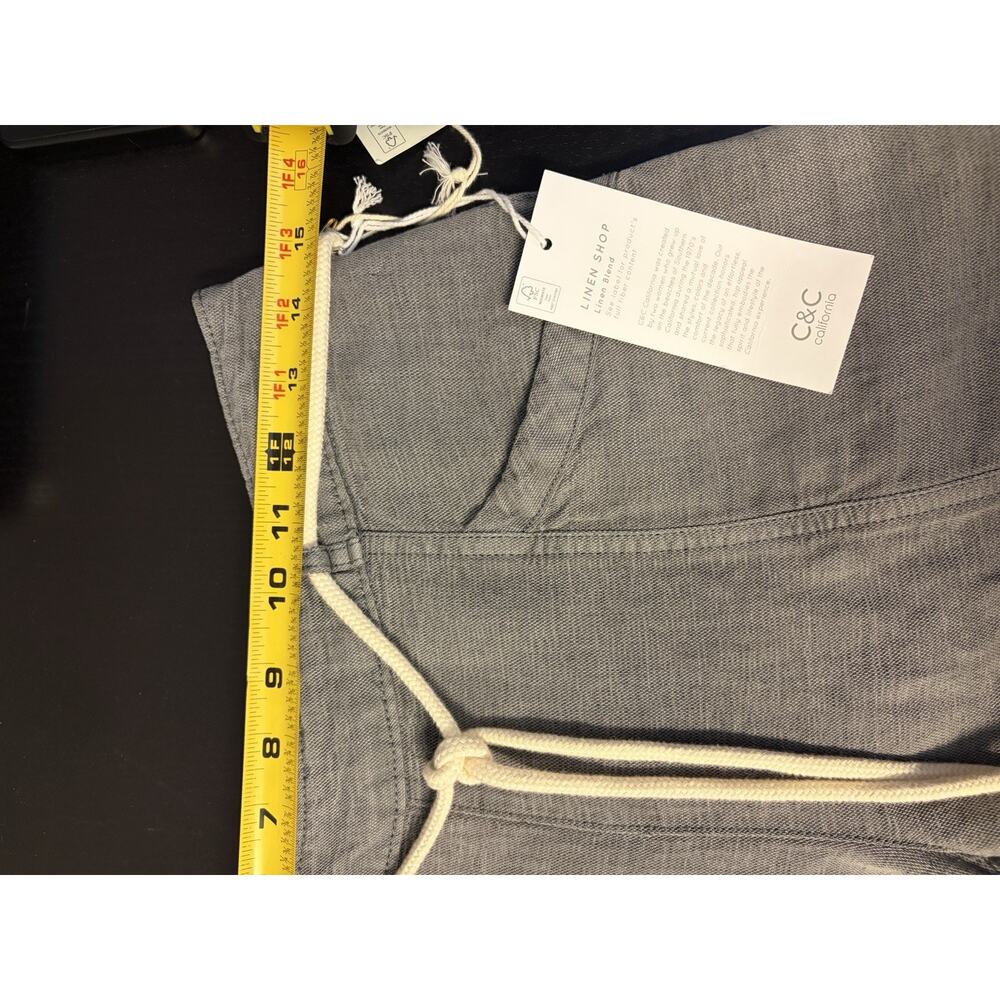 NWT C&C California Linen Blend Shorts Gray Rope Tie High Waisted Casual Size S - Picture 13 of 14